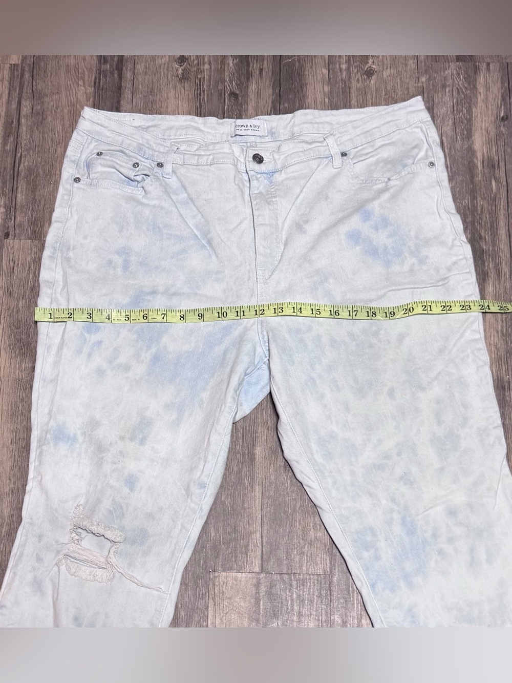 Crown & Ivy High-Rise Vintage Straight Destructed Jeans Women 20W - Picture 11 of 16